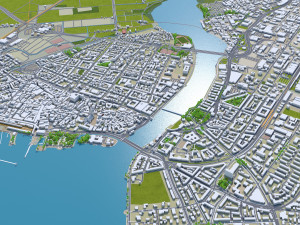Konstanz city Germany 20km 3D Model