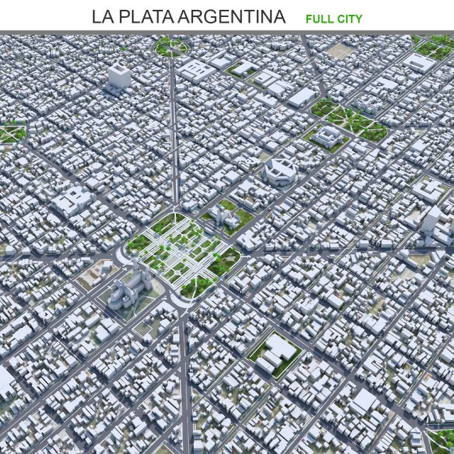 La Plata city Argentina 50km Modelo 3D .c4d .max .obj .3ds .fbx .lwo .lw .lws