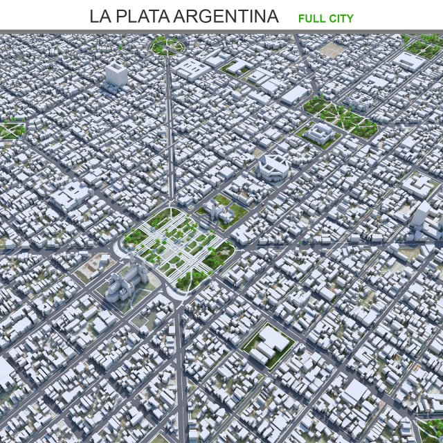 La Plata city Argentina 50km Modello 3D .c4d .max .obj .3ds .fbx .stl .blend 