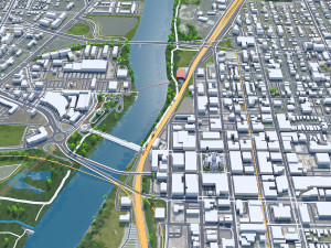 Lafayette city Indiana USA 50km 3D Model