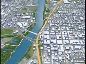 Lafayette city Indiana USA 50km 3D Model