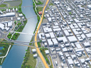 Lafayette city Indiana USA 50km 3D Model