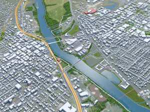 Lafayette city Indiana USA 50km 3D Model