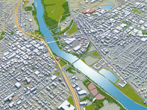 Lafayette city Indiana USA 50km 3D Model