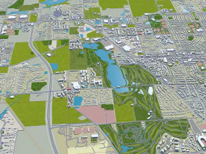 Lafayette city Indiana USA 50km 3D Model