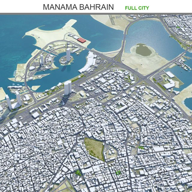 Manama city Bahrain 30km 3D Model .c4d .max .obj .3ds .fbx .stl .blend 