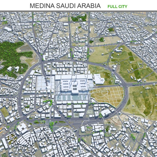 Medina city Saudi Arabia 30km 3D 模型 .c4d .max .obj .3ds .fbx .stl .blend 