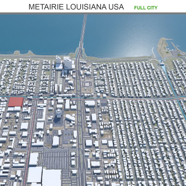 Metairie city Louisiana USA 30km Model 3D .c4d .max .obj .3ds .fbx .stl .blend 