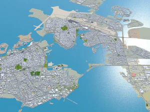 Muharraq city Bahrain 20km 3D Model