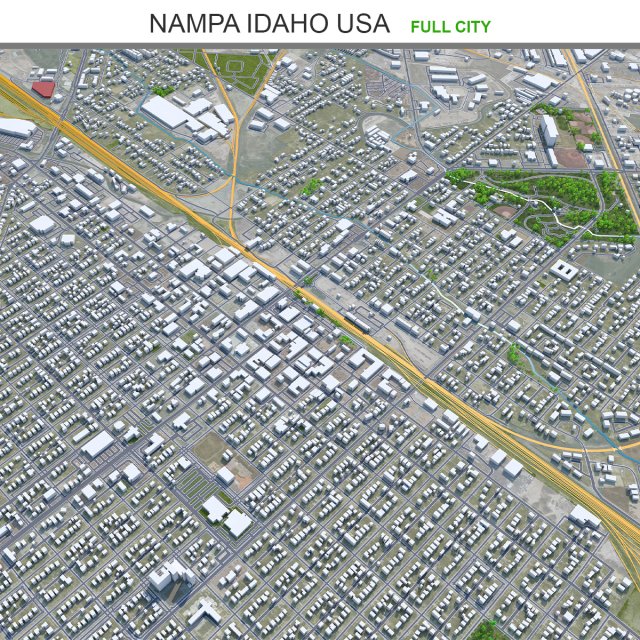 Nampa city Idaho USA 30km Model 3D .c4d .max .obj .3ds .fbx .stl .blend 