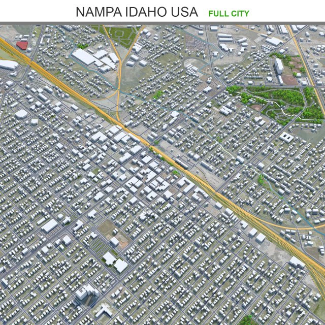 Nampa city Idaho USA 30km 3D Model .c4d .max .obj .3ds .fbx .stl .blend 