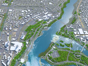 Niagara Falls city Ontario Canada 50km 3D Model