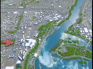 Niagara Falls city Ontario Canada 50km 3D Model