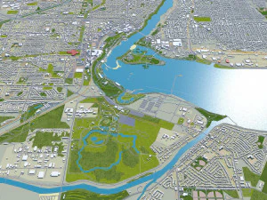 Niagara Falls city Ontario Canada 50km 3D Model