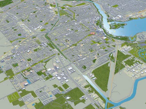 Niagara Falls city Ontario Canada 50km 3D Model