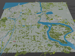 Niagara Falls city Ontario Canada 50km 3D Model