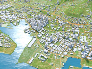 Oahu Island Terrain 90km 3D Model