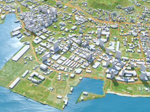 Oahu Island Terrain 90km Modelo 3D