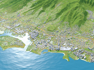 Oahu Island Terrain 90km Modelo 3D