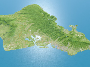 Oahu Island Terrain 90km Modelo 3D