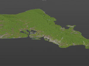 Oahu Island Terrain 90km 3D Model