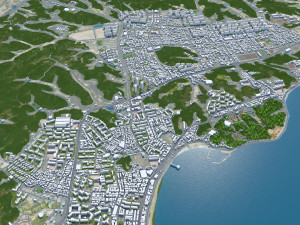 Pohang city South Korea 60km 3D Model