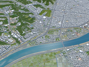 Pohang city South Korea 60km 3D Model