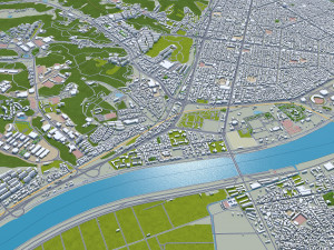 Pohang city South Korea 60km 3D Model