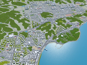 Pohang city South Korea 60km 3D Model