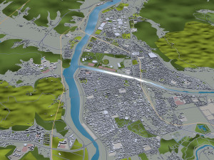 Pohang city South Korea 60km 3D Model