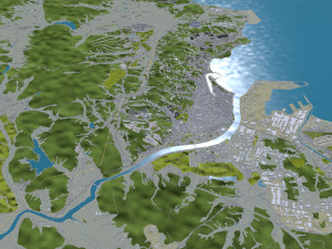 Pohang city South Korea 60km 3D Model