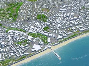 Poole Bournemouth city United Kingdom 50km 3Dモデル