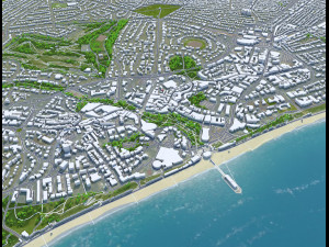 Poole Bournemouth city United Kingdom 50km 3D Модель