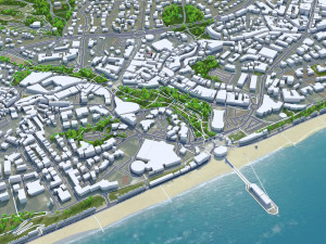 Poole Bournemouth city United Kingdom 50km 3D Модель