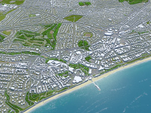Poole Bournemouth city United Kingdom 50km 3D Модель