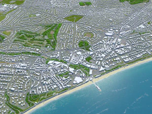 Poole Bournemouth city United Kingdom 50km 3D Model