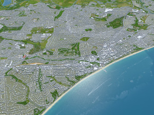 Poole Bournemouth city United Kingdom 50km 3D Модель