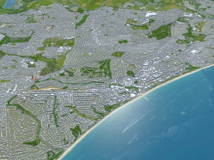 Poole Bournemouth city United Kingdom 50km 3D Model