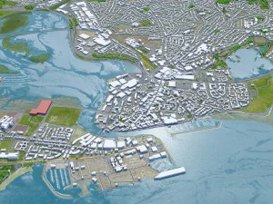 Poole Bournemouth city United Kingdom 50km 3D Model