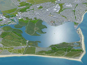 Poole Bournemouth city United Kingdom 50km 3D Model