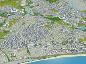 Poole Bournemouth city United Kingdom 50km 3D Модель