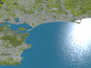 Poole Bournemouth city United Kingdom 50km 3D Model