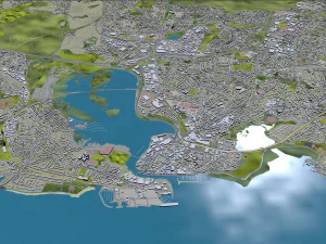 Poole Bournemouth city United Kingdom 50km 3D Model