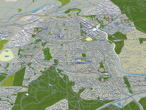 Queanbeyan city Australia 30km 3D Model