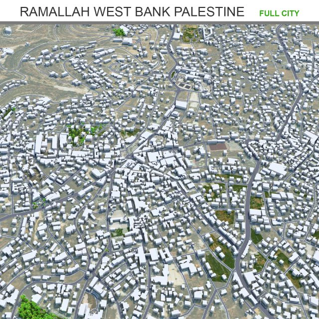 Ramallah West Bank Palestine 30km 3D Model .c4d .max .obj .3ds .fbx .stl .blend 