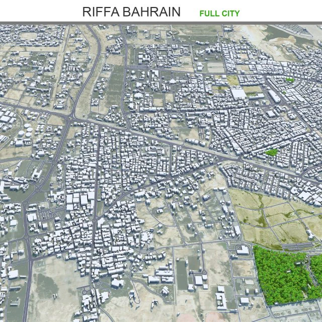 Riffa city Bahrain 15km 3D Model .c4d .max .obj .3ds .fbx .stl .blend 