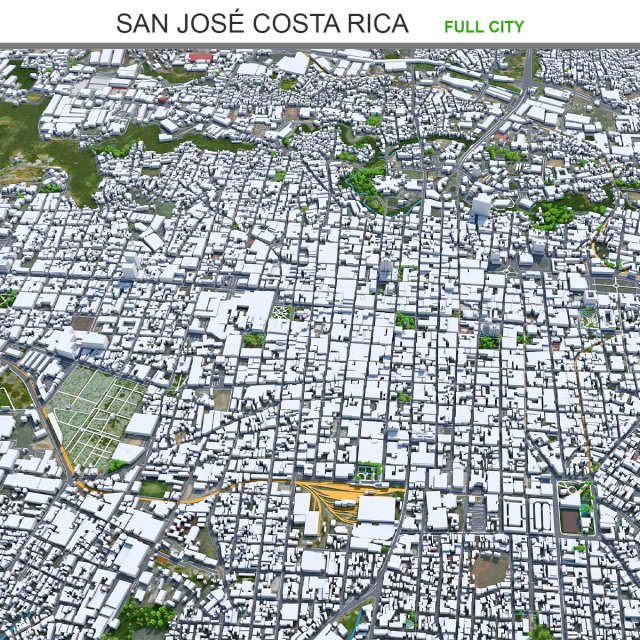 San Jose city Costa Rica 30km 3D Model .c4d .max .obj .3ds .fbx .stl .blend 