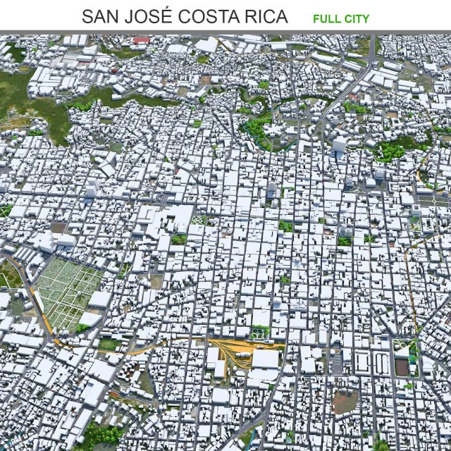 San Jose city Costa Rica 30km 3D Model .c4d .max .obj .3ds .fbx .stl .blend