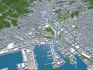 Sasebo city Nagasaki Japan 30km Model 3D