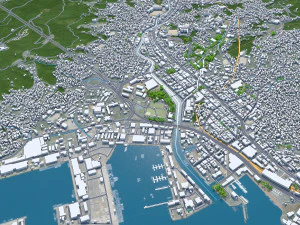 일본 나가사키 사세보시 30km 3D 모델